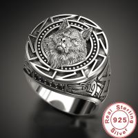 925 Sterling Silver Ring Retro Wolf Totem Thai Silver Ring Warrior Wolf Head Mens Ring