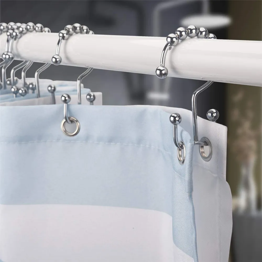 Shower Curtain Hooks Rings, Rustresistant Metal Double Glide For