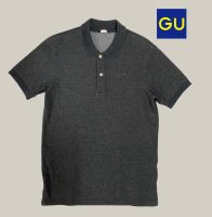 เสื้อโปโลผู้ชายแขนสั้น สีเทาดำ แบรนด์ GU มือสองผ้านุ่ม