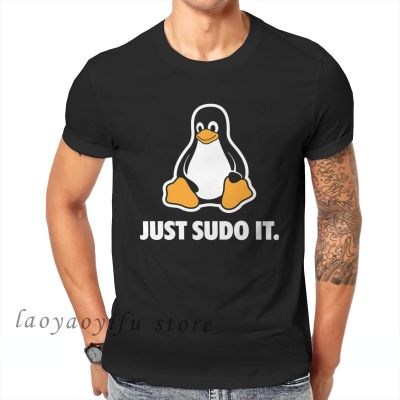 Men Clothing Just Sudo It TShirt Funny for Men Linux Operating System Tux Penguin Clothing Style Tops Oversized T Shirt XS-6XL