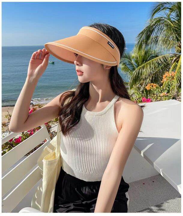 cod-hat-womens-summer-uv-sun-protection-upf50-empty-top-hat-outdoor-travel-sunshade-beach-vacation-all-match-foldable