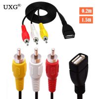 Female USB to Bluetooth Adapter 0.2M 0.5M 1.5M Usb A Female To 3 Rca Phono Av Cable Lead Pc Tv Aux o Video Adapter Adapters