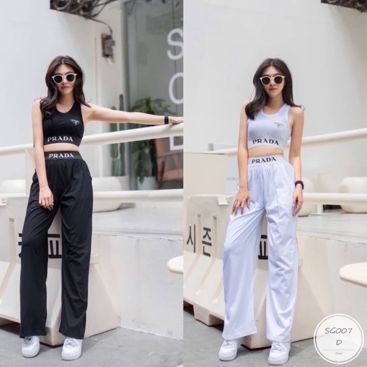 ml007-new-arrival-set-เสื้อกล้ามครอปทรงสปอร์ต-เข้าชุดกับกางเกงขายาวทรงปล่อย-แต่งขอบยาง-ทั้งเสื้อและกางเกง-สกรีนช่วงอกด้วยค๊า-รุ่นนี่ขายดีทุกลาย-ใส่เปน-everyday-looks-ได้เลยนะคะ-ของมันต้องมีแล้วค๊าแมม๊