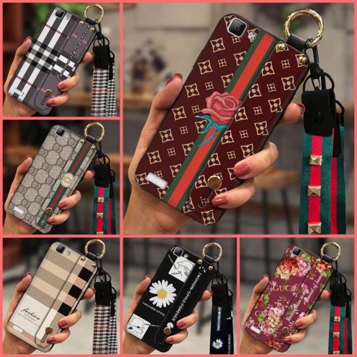 plaid-texture-fashion-design-phone-case-for-vivo-y35-phone-holder-new-wristband-waterproof-protective-tpu-cartoon-soft