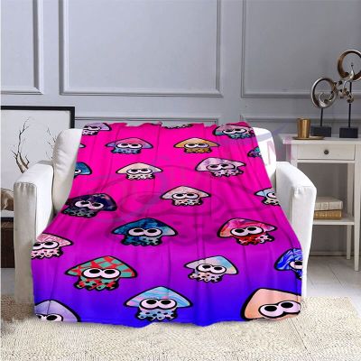 （in stock）My game blanket The latest fashion Cute squid print Splatoon rectangular Flannel blanket Unique sofa blanket（Can send pictures for customization）