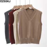 basic casual plus size spring Autumn Sweater vest Women sleeveless loose V-neck sleeveless Sweater female Jumpers pullover