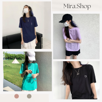 Mira.shop เสื้อคอกลมโอเวอร์ไซส์ปักลายกรุบกริบ เสื้อโอเวอร์ไซส์ เสื้อยืด 21383#