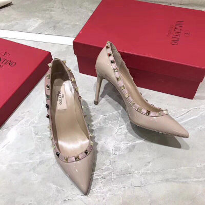 VT【high quality】original rivet pointed high heels classic sexy shallow mouth super high 10CM large size high heels summer new style womens shoes slippers for women slides outside wear sandals for women