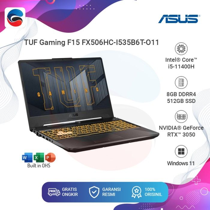 ASUS Laptop TUF Gaming F15 FX506HC I535B6T O11 Intel Core I5 8GB 512GB ...