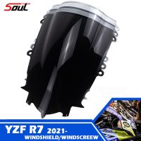 Kaca Depan Pelindung Depan Olahraga Sepeda มอเตอร์ Hitam Cocok Untuk YAMAHA YZF R7 2022 2021 YZF-R7 21-22 Gelembung Ganda