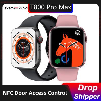 MAFAM 【⚡Super Low Price】2022 NFC ประตูควบคุมการปลดล็อคสมาร์ทนาฬิกา T800 Pro MAX SmartWatch Series 8ผู้ชายบลูทูธโทรผู้หญิง Smartwatch Pk I8promax