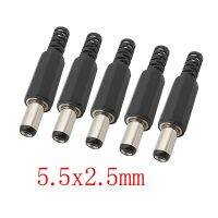 5/10Pcs DC Power Male Plug 5.5mm x 2.5mm Jack Adapter DC Plugs Solder Type Connector 5.5x 2.5mm For DIY Electronics Projects