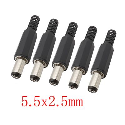 【YF】 5/10Pcs DC Power Male Plug 5.5mm x 2.5mm Jack Adapter Plugs Solder Type Connector 5.5x For Electronics Projects