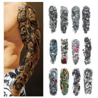 【YF】 2022 New Waterproof Fake Sleeve Tattoo Temporary Large Full Arm Sticker Totem Skull Lion Shoulder For Man Woman Body Art