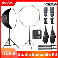 Godox TT685II TT685 II TT685 Mark II Speedlite Light Studio Flash Kit,X2 Trigger + 80cm Octagon Umbrella Softbox +Light stand + Hot Shoe Bracket