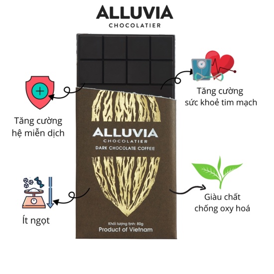 Socola đen nguyên chất vị cà phê đắng vừa ít ngọt alluvia chocolate - ảnh sản phẩm 3