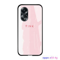 GGK สำหรับ OPPO A58 4G แฟชั่นหรูหราสีรุ้งลายรอยยิ้มปลอกนุ่มเคสกันกระแทกเคสโทรศัพท์กระจกเทมเปอร์เรียบ