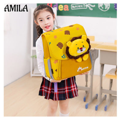 AMILA Little Lion กระเป๋าเป้สะพายหลังน้ำหนักเบา,กระเป๋านักเรียนการ์ตูนโรงเรียนอนุบาลน่ารักเด็กผู้ชายและเด็กผู้หญิง