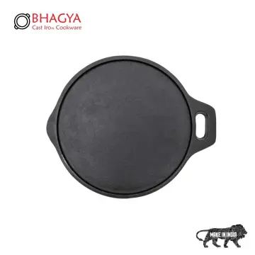 Uno Casa Cast Iron Tortilla Press 8 inch with Cast Iron Comal Pan - Bundle of Cast Iron Tortilla Skillet for Roti Pan, Tawa Pan, Dosa Pan & Tortilla