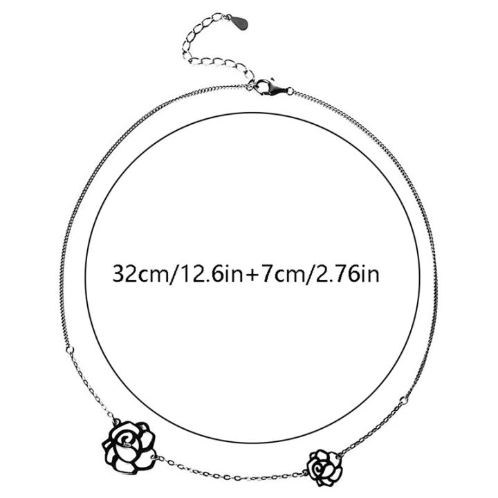สร้อยคอสั้นสไตล์เกาหลีคาเมลเลียสร้อยคอสั้นสไตล์โกธิคสีดำกุหลาบโชคเกอร์คอลลาร์ปาร์ตี้เครื่องประดับที่สวยงามของขวัญเครื่องประดับ