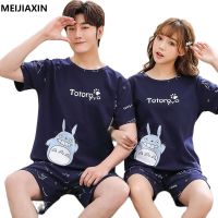 2021Summer Cotton Women Pajamas Set Cartoon Pijama Mujer Men Short Sleeve Casual Sweet Cute Sleepwear M-4XL Couple Pyjamas