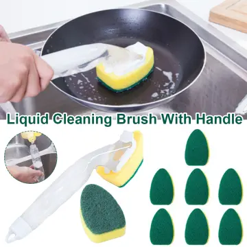Soap Dispensing Dish Cleaning Brush Set With 1 Dish Washing