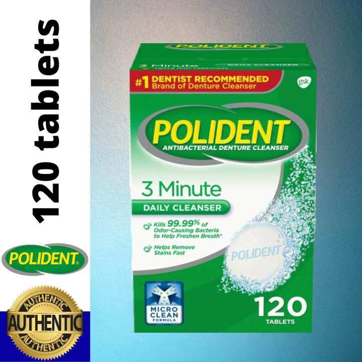 POLIDENT 3 MINUTE ANTI-BACTERIAL DENTURE CLEANSER 120 TABLETS | Lazada PH