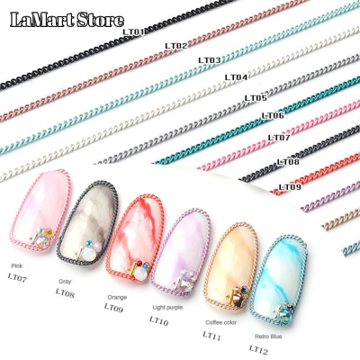 LaMart Store💅🏻โซ่ติดเล็บ11สีปลายโซ่เล็กทำจากโลหะแฟชั่นการตกแต่งศิลปะทำเล็บแบบทำมืออุปกรณ์แต่งเล็บเครื่องประดับ