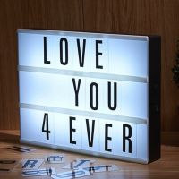 ♕▥☌ LED Night Light DIY Box Lamp AA Battery Cinema Lightbox Message Board With 96 Letters Cards Bedside Living Room Home Decoration