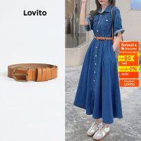 pengwei Lovito Casual Plain Belt (สีน้ำตาล)