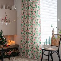 Yiman Qiyun curtains finished love green leaves Christmas semi-shading kitchen curtain partition bay window 【MAY】