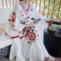 ☢  Peaceful type amorous feelings of womens clothing embroidery clothing Thailand amorous feelings Bohemia ethical wind travel dress island holiday