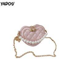 【Candy style】 YADOU กระเป๋าใส่เหรียญเจ้าหญิงสไตล์ตะวันตกสาวๆโซ่crossbodyรูปหัวใจไข่มุกถือได้ด้วยมือ