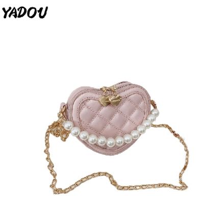 【Candy style】 YADOU กระเป๋าใส่เหรียญเจ้าหญิงสไตล์ตะวันตกสาวๆโซ่crossbodyรูปหัวใจไข่มุกถือได้ด้วยมือ