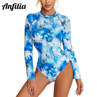 Anfilia เซ็กซี่ Rash Guard ชุดว่ายน้ำ ชุดว่ายน้ำ Surfing ชุดว่ายน้ำ Beach Wear พิมพ์ผู้หญิง Rashguard Monokini