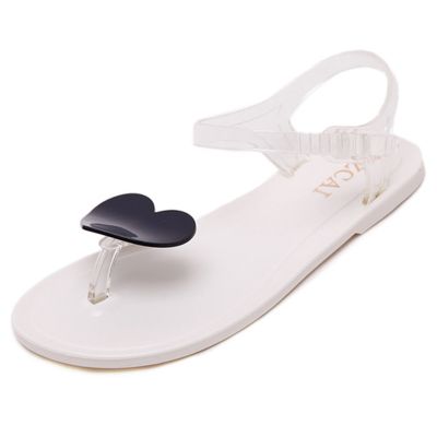 MANXIXI Fashion Women Bohemian Style y Beautiful Beach Flat Shoes Love Pattern Jelly Sandals (35-40 size)