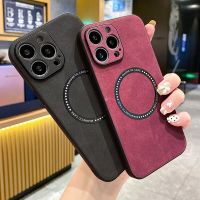 เคสชาร์จไร้สายแม่เหล็กหนังนิ่มสุดหรูรุ่นใหม่สำหรับ iPhone 14 13 12 11 Pro Max X XR XS Max 14 Plus แบบนิ่ม