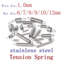 5pcs/Lot 1.0mm Stainless Steel Tension Spring with O hook extension spring free lengh 15-120mm Electrical Connectors