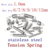 5pcs/Lot 1.0mm Stainless Steel Tension Spring with O hook extension spring free lengh 15-120mm Traps  Drains