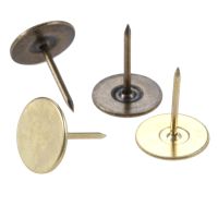 ♘℡ 100pcs Upholstery Nails Flat Round Head Metal Pushpins Antique Bronze/Gold 15mmx19mm Vintage Tacks Stud Jewelry Box Sofa Decor