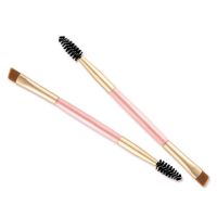 1pcs Double Head Bamboo Handle Makeup Eyebrow Brush Oblique Brush Comb For Eyelash Cosmetic Makeup Eye Brush High Quality Pink