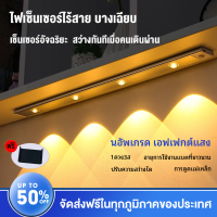 MAILESI 20/40/60CM โคมไฟกลางคืน ไฟเซนเซอร์คน 3-Color Dimming ไฟเซ็นเซอร์ led ไร้สาย ไฟประดับตู้โชว์ USB โคมไฟชาร์จได้ Ultra Thin ไฟตู้เสื้อผ้าKitchen ไฟติดผนัง