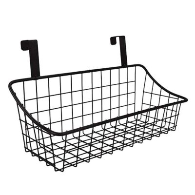 【YF】 Basket with Hook Grid Storage Basket Hang It Behind a Door or on Railing over the Cabinet Door Black