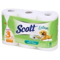 ?จัดโปร !!!? สก๊อตต์ เอ็กซ์ตร้า กระดาษทิชชูม้วน หนา 2 ชั้น 6 ม้วน Scott Extra 2-Ply Roll Tissue 6pcs