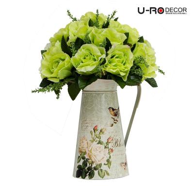 U-RO DECOR รุ่น ช่อกุหลาบ(สีเขียว-ขาว)ในกระถางดอกไม้ BLESSING (เบลสซิ่ง) ยูโรเดคคอร์ กระถาง แต่งบ้าน ใส่ของ  ดอกไม้ ประดิษฐ์ flower ช่อดอกไม้
