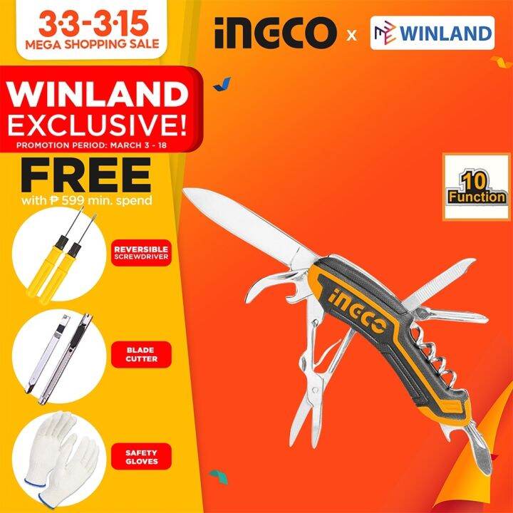 INGCO by Winland MultiFunction Knife 10 Function Scissors Can Opener