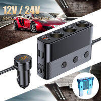 7 In 1 Car Charger 12V 128W PD 30W QC3.0 Fast Charging Type-C Charger Adapter อิสระสวิทช์ซิการ์ไฟแช็ก Splitter