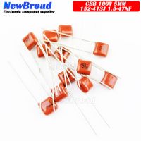 20PCS CBB Metal Film Capacitor 100V 152J 222J 332J 472J 562J 682J 822J 103J 153J 223J 333J 393J 473J 1.5-47NF Spacing 5MM