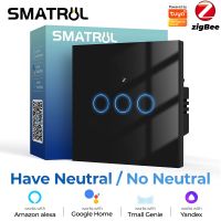 ▨✜ SMATRUL Tuya Eu Zigbee Smart Touch Switch Light 1/2/3 Gang Wall On Off Magnetic Latching Relay For Alexa Google Home Smart Life