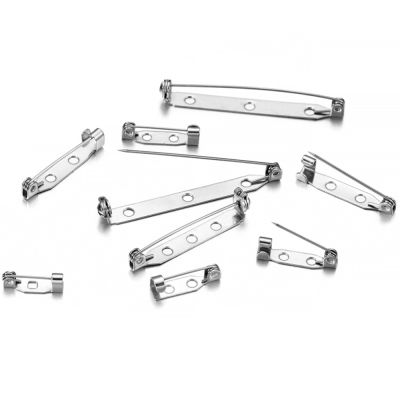 20Pcs/Lot 14-35mm Stainless Steel Safety Pins Brooch Clip Base Pins Brooch Settings Blank Base for DIY Jewelry Making Supplies